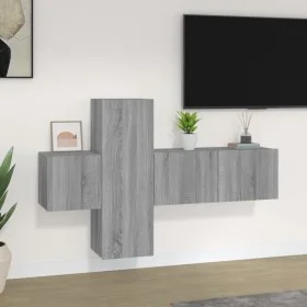 TV-Möbelset 3-teilig Sonoma graues Sperrholz von vidaXL, TV-Möbel - Ref: Foro24-3120225, Preis: 88,20 €, Rabatt: %
