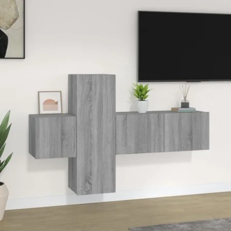 TV-Möbelset 3-teilig Sonoma graues Sperrholz von vidaXL, TV-Möbel - Ref: Foro24-3120225, Preis: 88,20 €, Rabatt: %