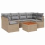 Conjunto de sofá de jardín con cojín 7 pcs Beige Poliratán