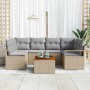 Conjunto de sofá de jardín con cojín 7 pcs Beige Poliratán