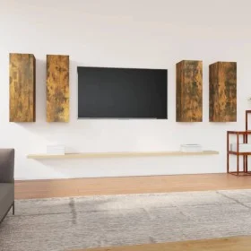Mueble TV 4 uds madera contrachapada roble ahumado 30,5x30x90cm de vidaXL, Muebles TV - Ref: Foro24-3120329, Precio: 156,37 €...