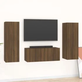 TV-Möbelset 3-teilig, braunes Eichensperrholz von vidaXL, TV-Möbel - Ref: Foro24-3120235, Preis: 129,40 €, Rabatt: %