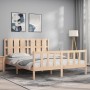 Estructura de cama de matrimonio con cabecero madera maciza