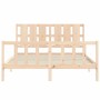 Estructura de cama de matrimonio con cabecero madera maciza