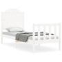 Estructura de cama individual con cabecero madera maciza blanco