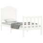 Estructura de cama individual con cabecero madera maciza blanco