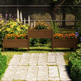Solid honey brown pine wood planter 245.5x44x75 cm by vidaXL, Pots and planters - Ref: Foro24-822255, Price: 153,28 €, Discou...