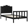 Estructura de cama con cabecero madera maciza negro 100x200 cm