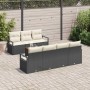 Conjunto de sofá de jardín con cojín 8 pcs Negro Poliratán