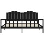 Estructura de cama con cabecero madera maciza negro 200x200 cm
