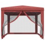 Carpa para fiestas con 4 paredes de malla HDPE rojo 3x4 m