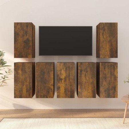 TV-Möbel 7 Einheiten geräuchertes Eichensperrholz 30,5x30x60 cm von vidaXL, TV-Möbel - Ref: Foro24-3120335, Preis: 197,62 €, ...