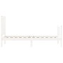 Estructura de cama individual con cabecero madera maciza blanco