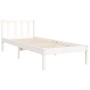 Estructura de cama individual con cabecero madera maciza blanco