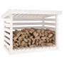 Leñero de madera maciza de pino blanco 108x73x79 cm de vidaXL, Accesorios para bolsas y soportes de leña - Ref: Foro24-822228...