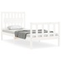 Estructura de cama con cabecero madera maciza blanco