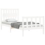 Estructura de cama con cabecero madera maciza blanco