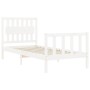 Estructura de cama con cabecero madera maciza blanco