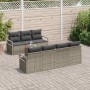 Conjunto de sofá de jardín con cojín 8 pcs Gris Poliratán