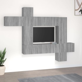 Set de muebles para TV 10 pzas madera contrachapada gris Sonoma