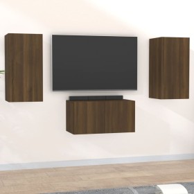 TV-Möbelset 3-teilig, braunes Eichensperrholz von vidaXL, TV-Möbel - Ref: Foro24-3120232, Preis: 83,09 €, Rabatt: %