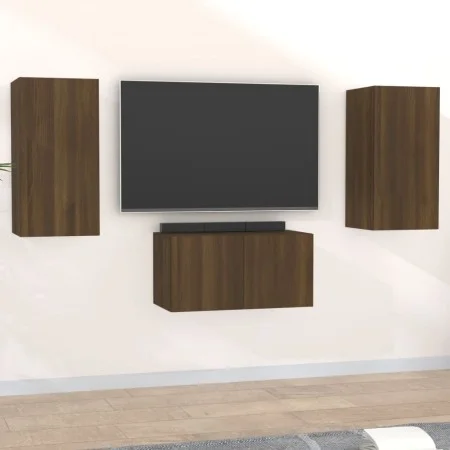 TV-Möbelset 3-teilig, braunes Eichensperrholz von vidaXL, TV-Möbel - Ref: Foro24-3120232, Preis: 82,01 €, Rabatt: %