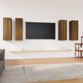 Muebles TV 4 uds madera contrachapada marrón roble 30,5x30x90cm de vidaXL, Muebles TV - Ref: Foro24-3120331, Precio: 163,06 €...