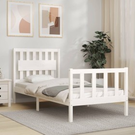 Estructura de cama sin colchón madera de pino blanca 90x200 cm