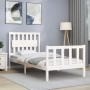 Estructura de cama sin colchón madera de pino blanca 90x200 cm