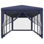 Carpa para fiestas con 8 paredes de malla HDPE azul 3x9 m