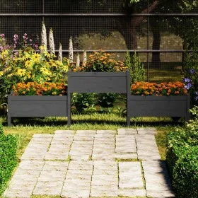 Solid gray pine wood planter 245.5x44x75 cm by vidaXL, Pots and planters - Ref: Foro24-822254, Price: 184,25 €, Discount: %