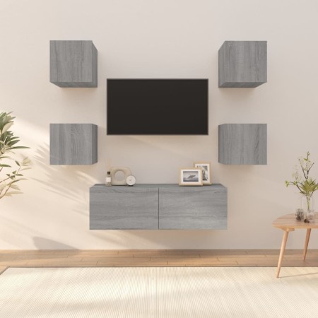 TV-Wandschrank-Set aus grauem Sonoma-Sperrholz von vidaXL, TV-Möbel - Ref: Foro24-3120303, Preis: 127,35 €, Rabatt: %