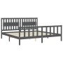 Estructura de cama con cabecero madera maciza gris 200x200 cm