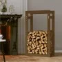 Estante para leña madera maciza de pino marrón miel 60x25x100cm de vidaXL, Accesorios para bolsas y soportes de leña - Ref: F...