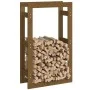 Estante para leña madera maciza de pino marrón miel 60x25x100cm de vidaXL, Accesorios para bolsas y soportes de leña - Ref: F...