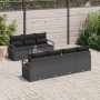 Conjunto de sofá de jardín con cojín 8 pcs Negro Poliratán
