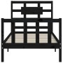 Estructura de cama individual con cabecero madera maciza negro