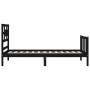 Estructura de cama individual con cabecero madera maciza negro