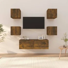 Smoked Oak Plywood TV Wall Furniture Set by vidaXL, TV Furniture - Ref: Foro24-3120302, Price: 113,93 €, Discount: %