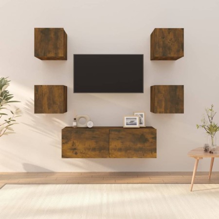 Juego de muebles de pared para TV contrachapado roble ahumado de vidaXL, Muebles TV - Ref: Foro24-3120302, Precio: 115,06 €, ...