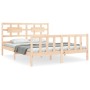 Estructura de cama de matrimonio con cabecero madera maciza