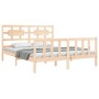 Estructura de cama de matrimonio con cabecero madera maciza