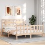 Estructura de cama de matrimonio con cabecero madera maciza