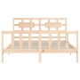 Estructura de cama de matrimonio con cabecero madera maciza
