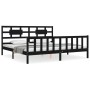 Estructura de cama con cabecero madera maciza negro 200x200 cm