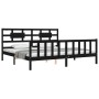 Estructura de cama con cabecero madera maciza negro 200x200 cm