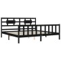 Estructura de cama con cabecero madera maciza negro 200x200 cm