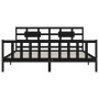 Estructura de cama con cabecero madera maciza negro 200x200 cm