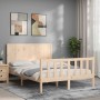Estructura de cama de matrimonio con cabecero madera maciza