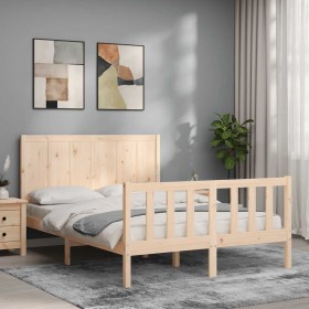 Estructura de cama sin colchón madera maciza de pino 140x190 cm